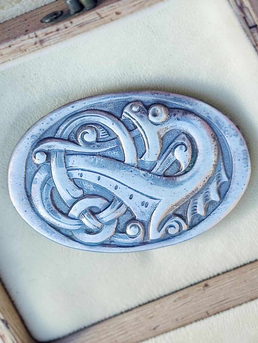 🐉 Rare Antique 830 Silver Norse Dragon Brooch